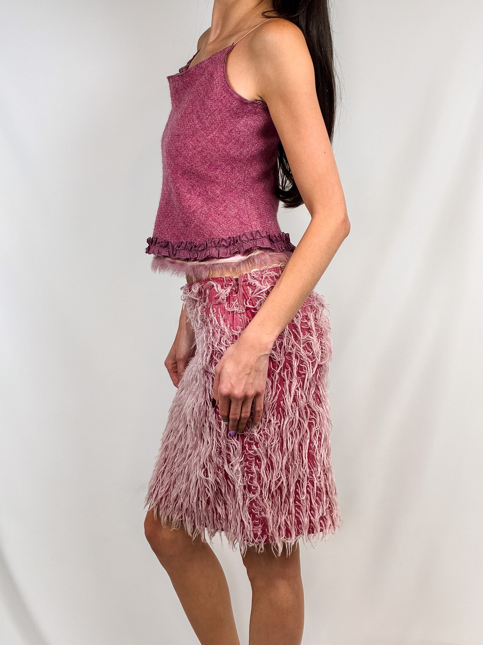 Gianfranco Ferré Pink Fur Mini Skirt – M