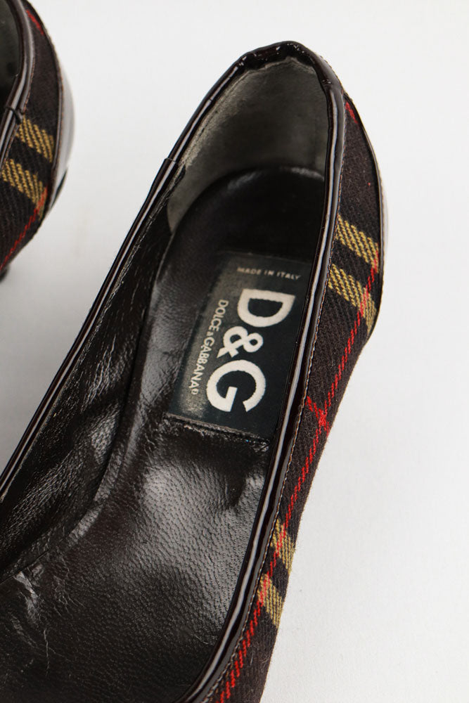D&G 2000s Plaid Kitten Heels - EU 38.5