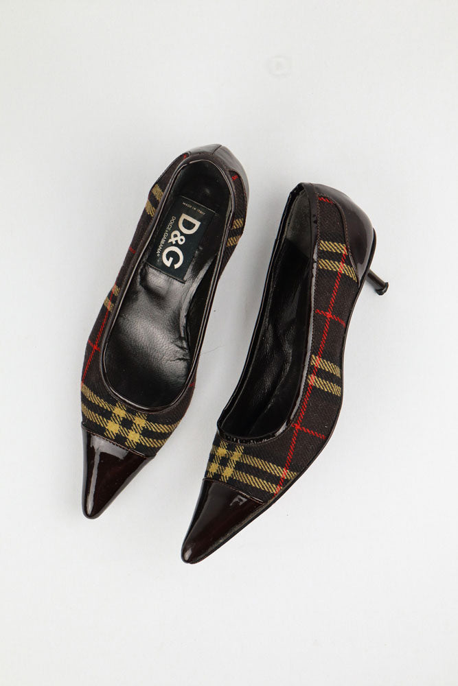 D&G 2000s Plaid Kitten Heels - EU 38.5