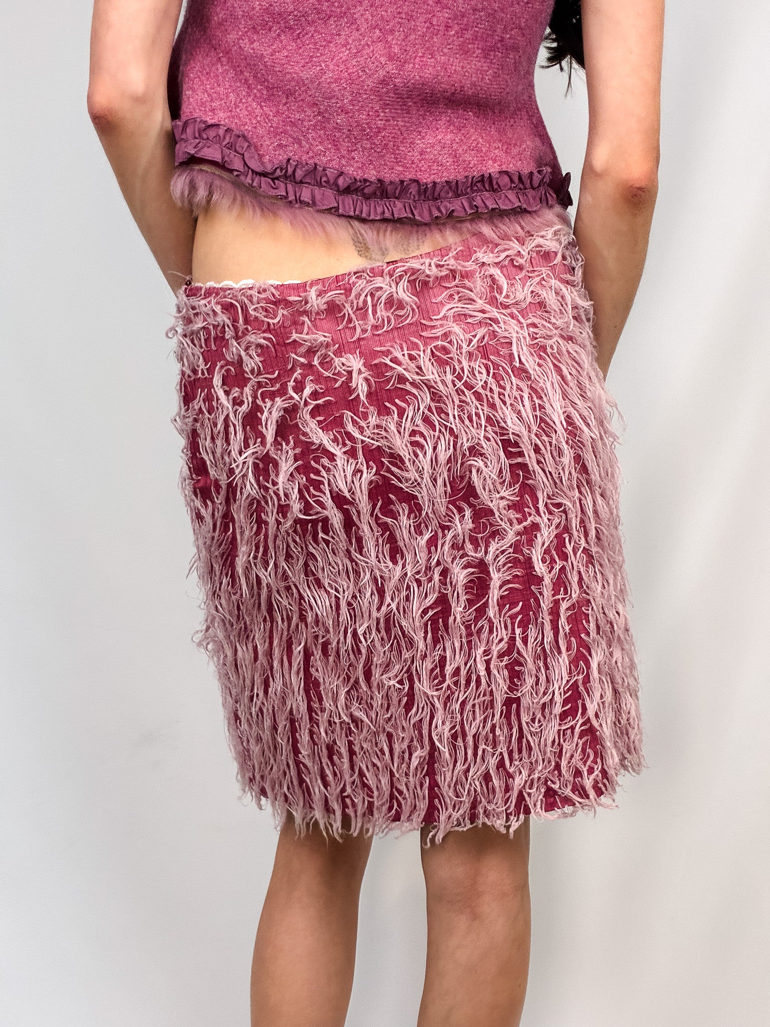 Gianfranco Ferré Pink Fur Mini Skirt – M