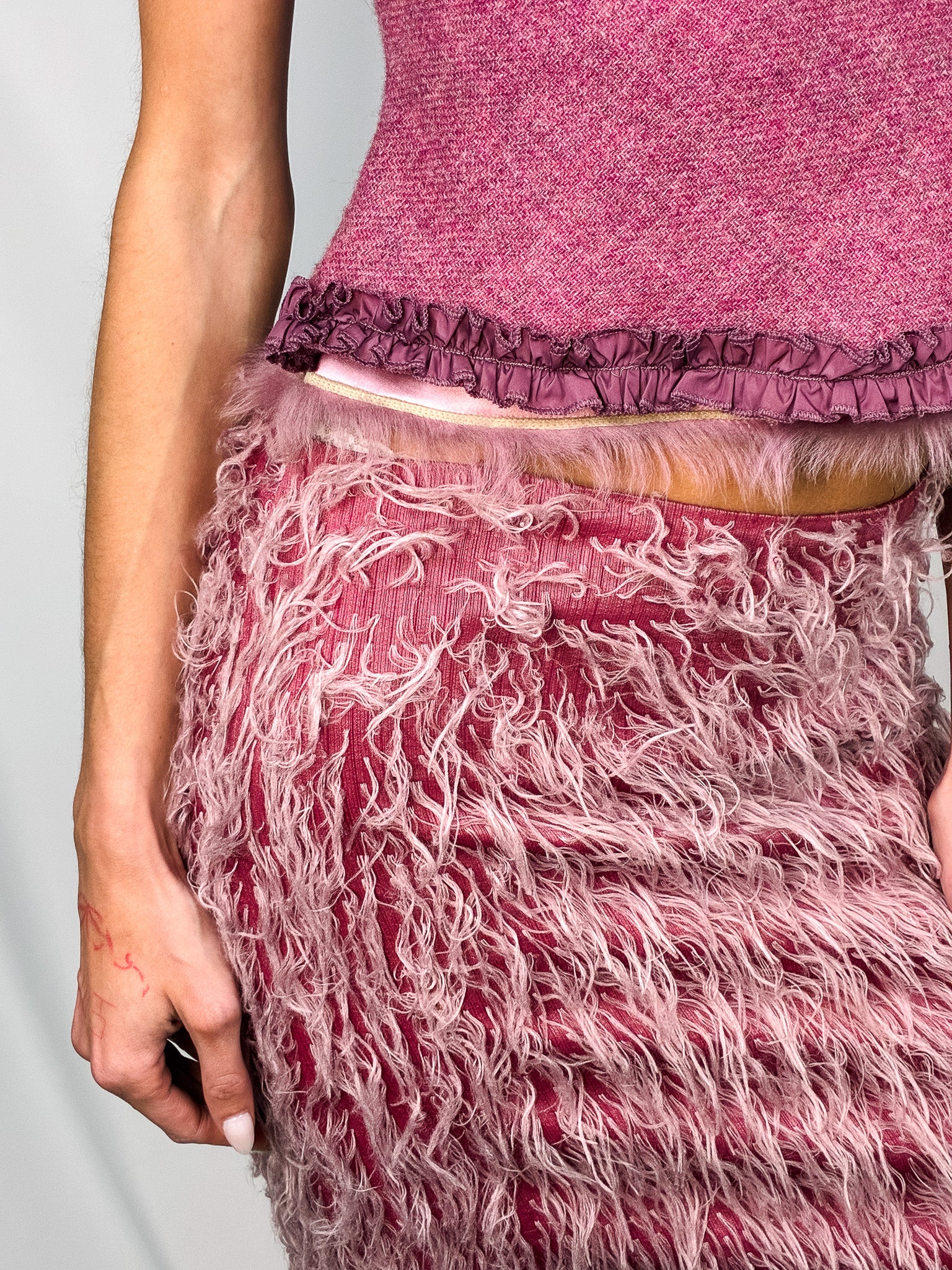 Gianfranco Ferré Pink Fur Mini Skirt – M