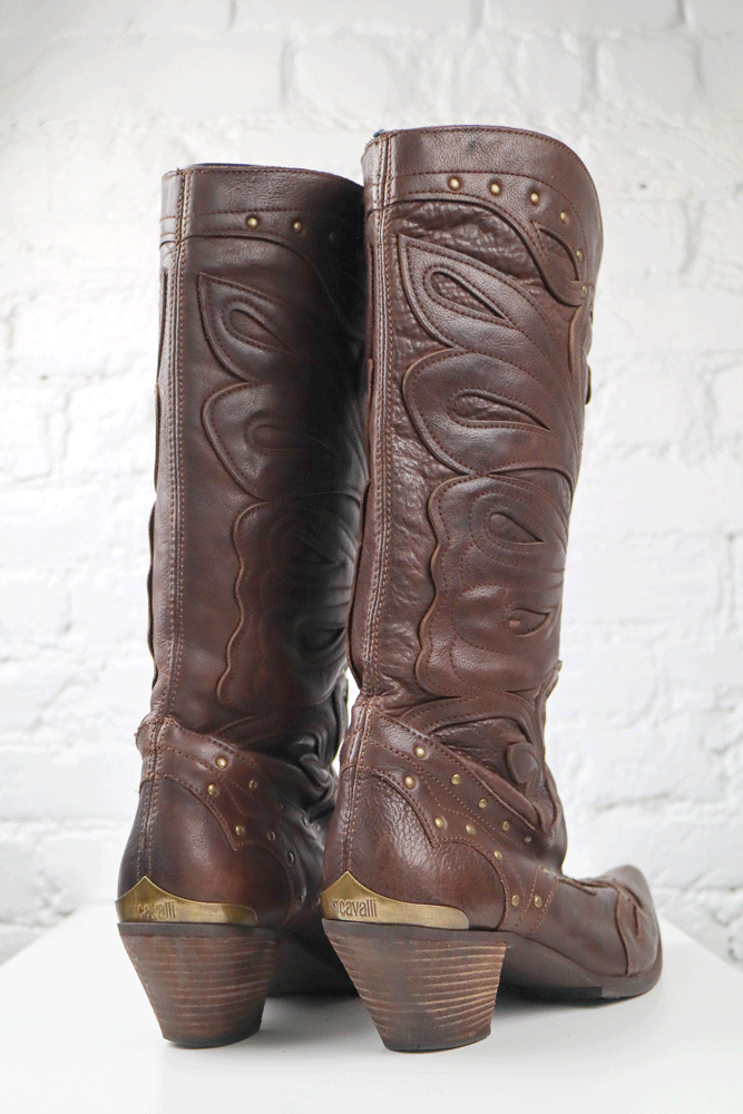 Just Cavalli Leather Cowboy Boots