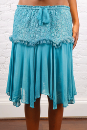 Silk Teal Sequin Skirt