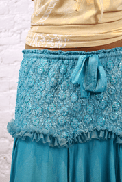 Silk Teal Sequin Skirt