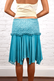 Silk Teal Sequin Skirt