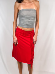 Moschino Jeans 2000s Red Fringe Skirt - M-XL