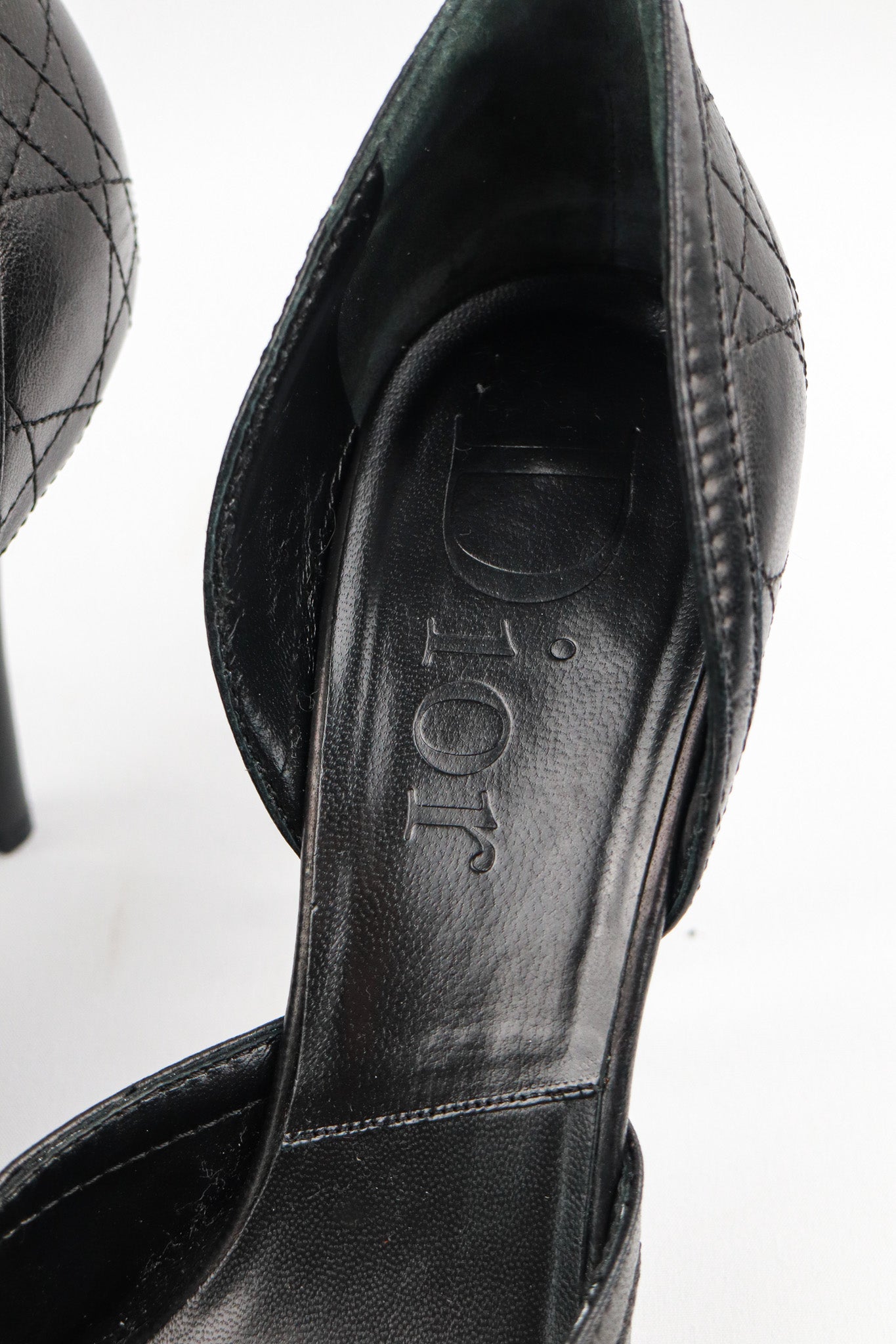 Christian Dior 2000s Cannage Leather Peep-Toe d’Orsay Heels - EU 39.5