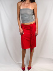 Moschino Jeans 2000s Red Fringe Skirt - M-XL