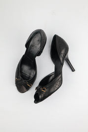 Christian Dior 2000s Cannage Leather Peep-Toe d’Orsay Heels - EU 39.5
