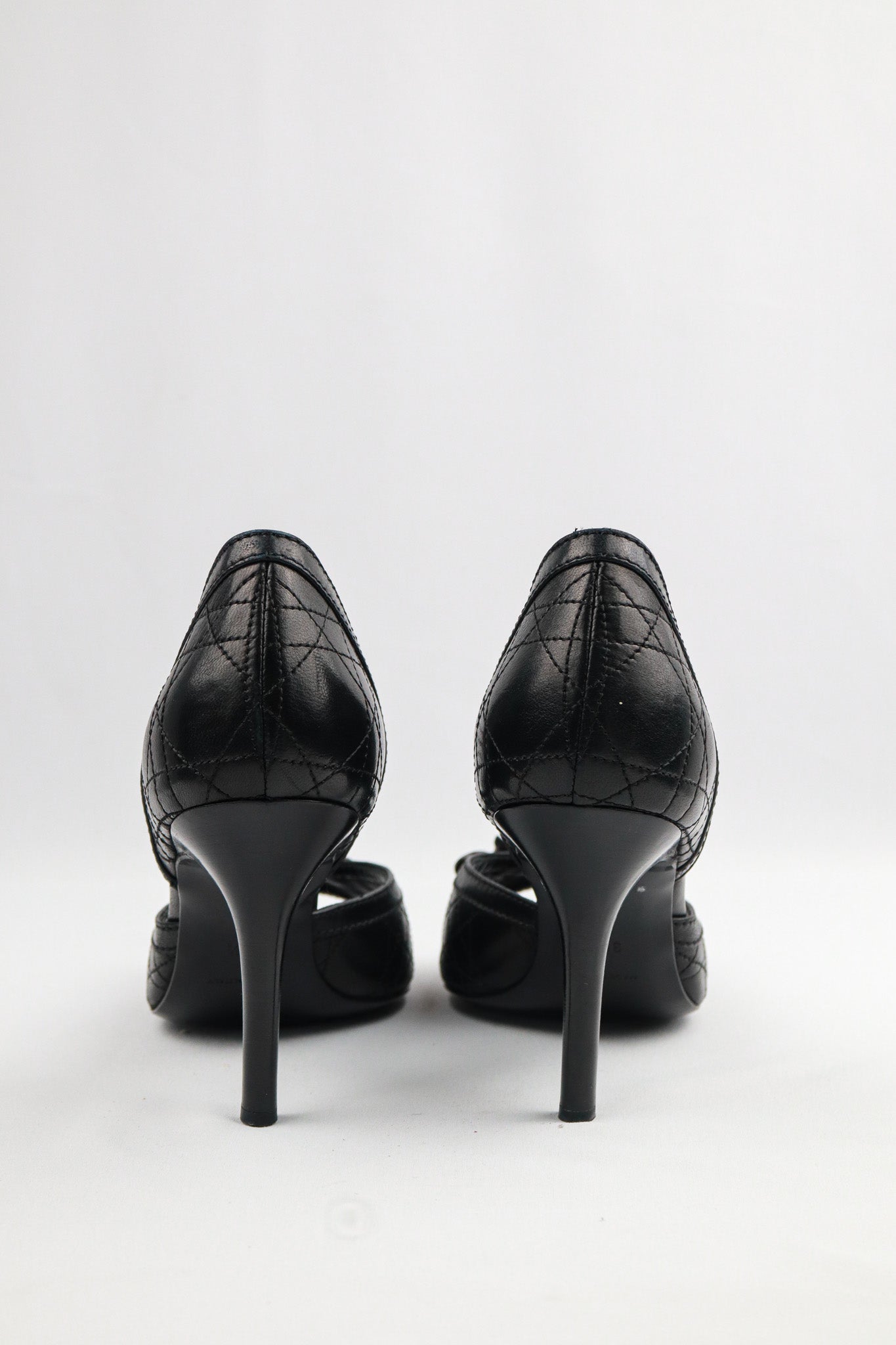 Christian Dior 2000s Cannage Leather Peep-Toe d’Orsay Heels - EU 39.5