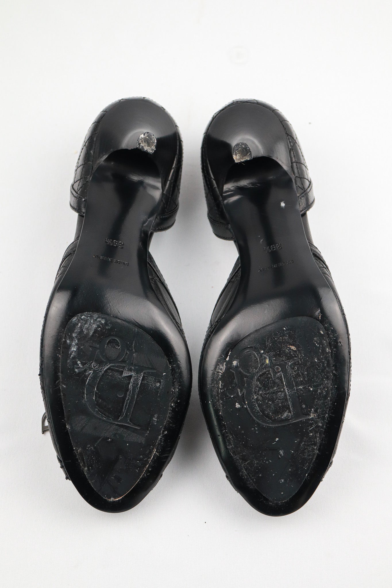 Christian Dior 2000s Cannage Leather Peep-Toe d’Orsay Heels - EU 39.5