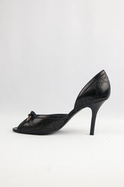 Christian Dior 2000s Cannage Leather Peep-Toe d’Orsay Heels - EU 39.5