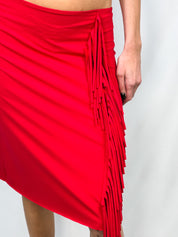 Moschino Jeans 2000s Red Fringe Skirt - M-XL