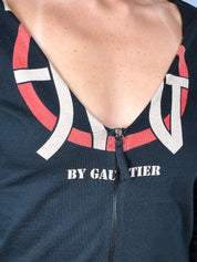 JPG Jean Paul Gaultier 2000s Logo Zip-Front Long Sleeve Top - S/M