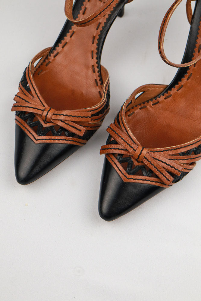 Prada 2000s Two-Tone Cutout Strap Pumps - EU 38