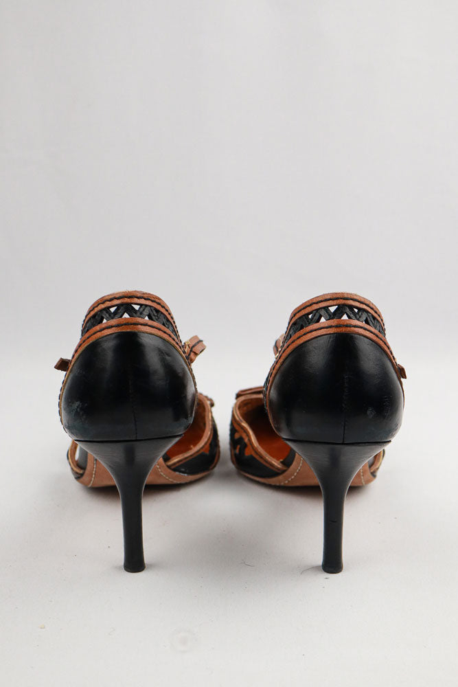 Prada 2000s Two-Tone Cutout Strap Pumps - EU 38