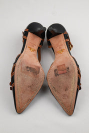 Prada 2000s Two-Tone Cutout Strap Pumps - EU 38