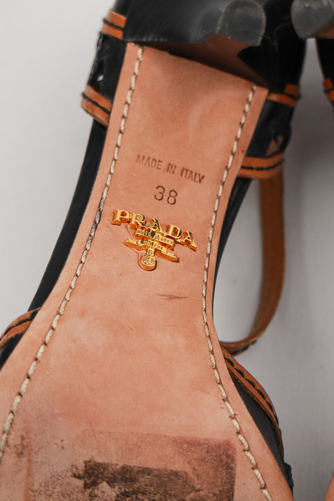 Prada 2000s Two-Tone Cutout Strap Pumps - EU 38