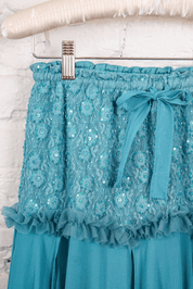 Silk Teal Sequin Skirt