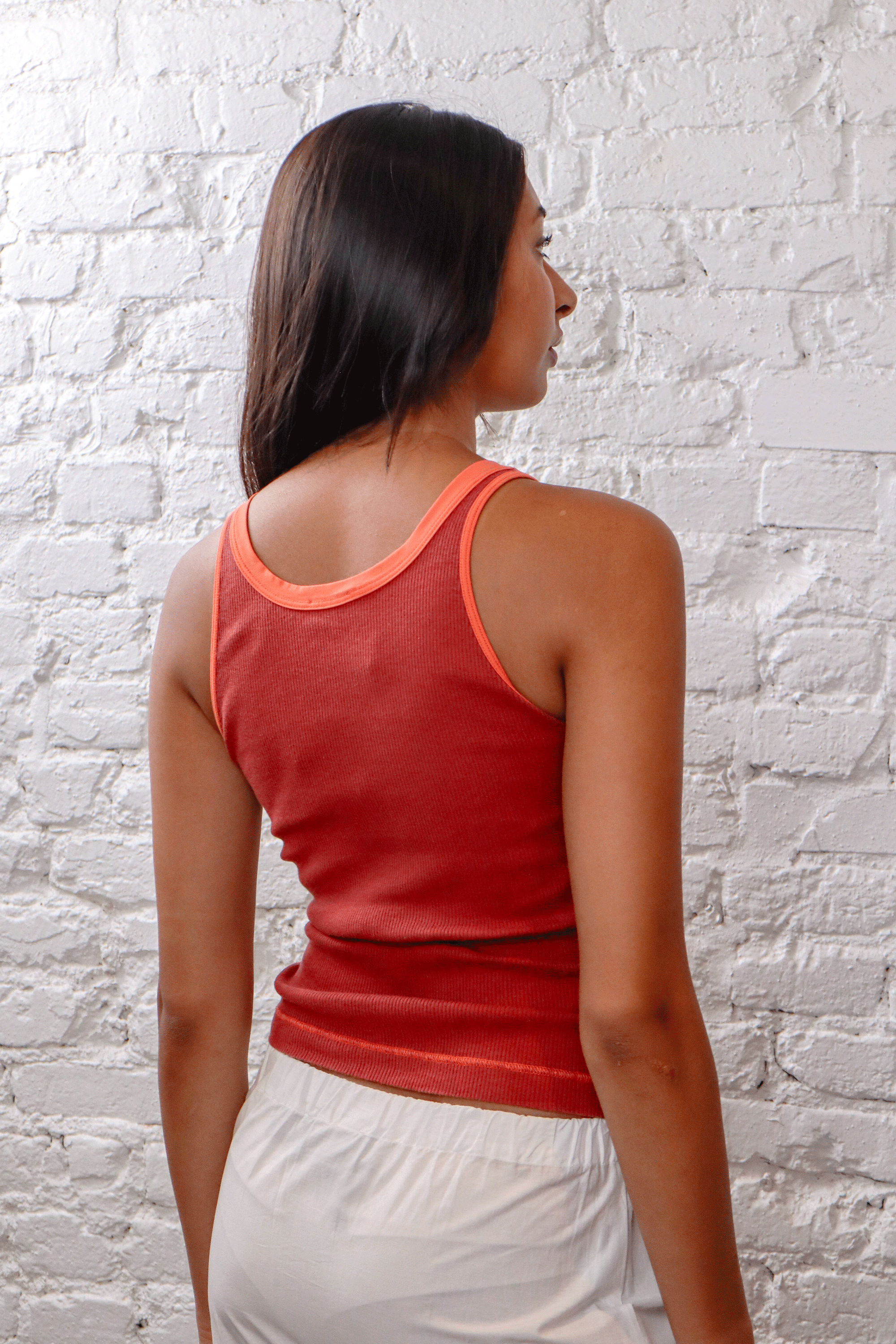 Pinko Tank Top w/ Stone Neckline Red