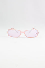 Chanel Pink Crystal-Detail Rectangle Sunglasses