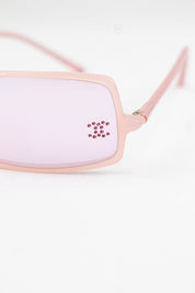 Chanel Pink Crystal-Detail Rectangle Sunglasses