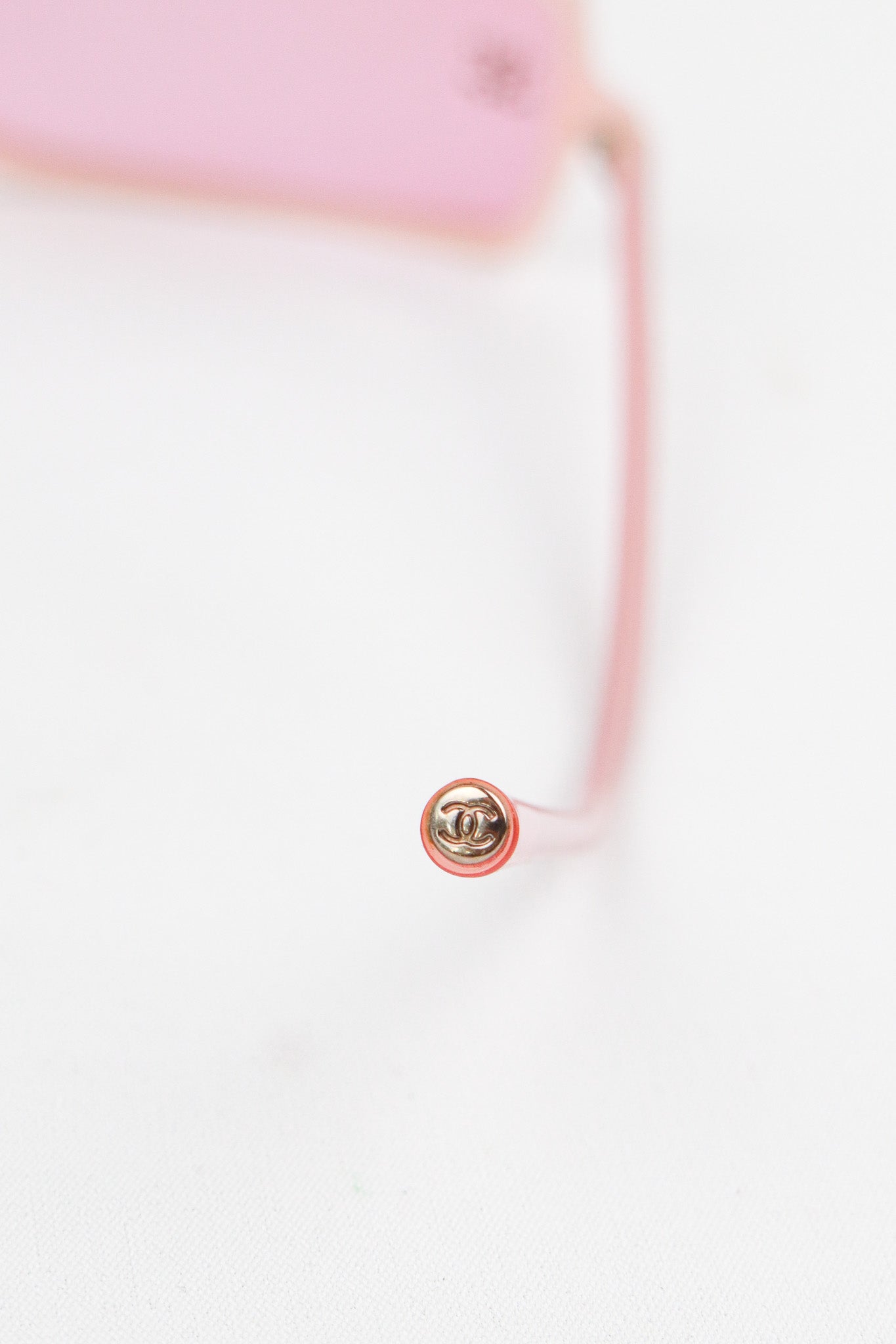 Chanel Pink Crystal-Detail Rectangle Sunglasses