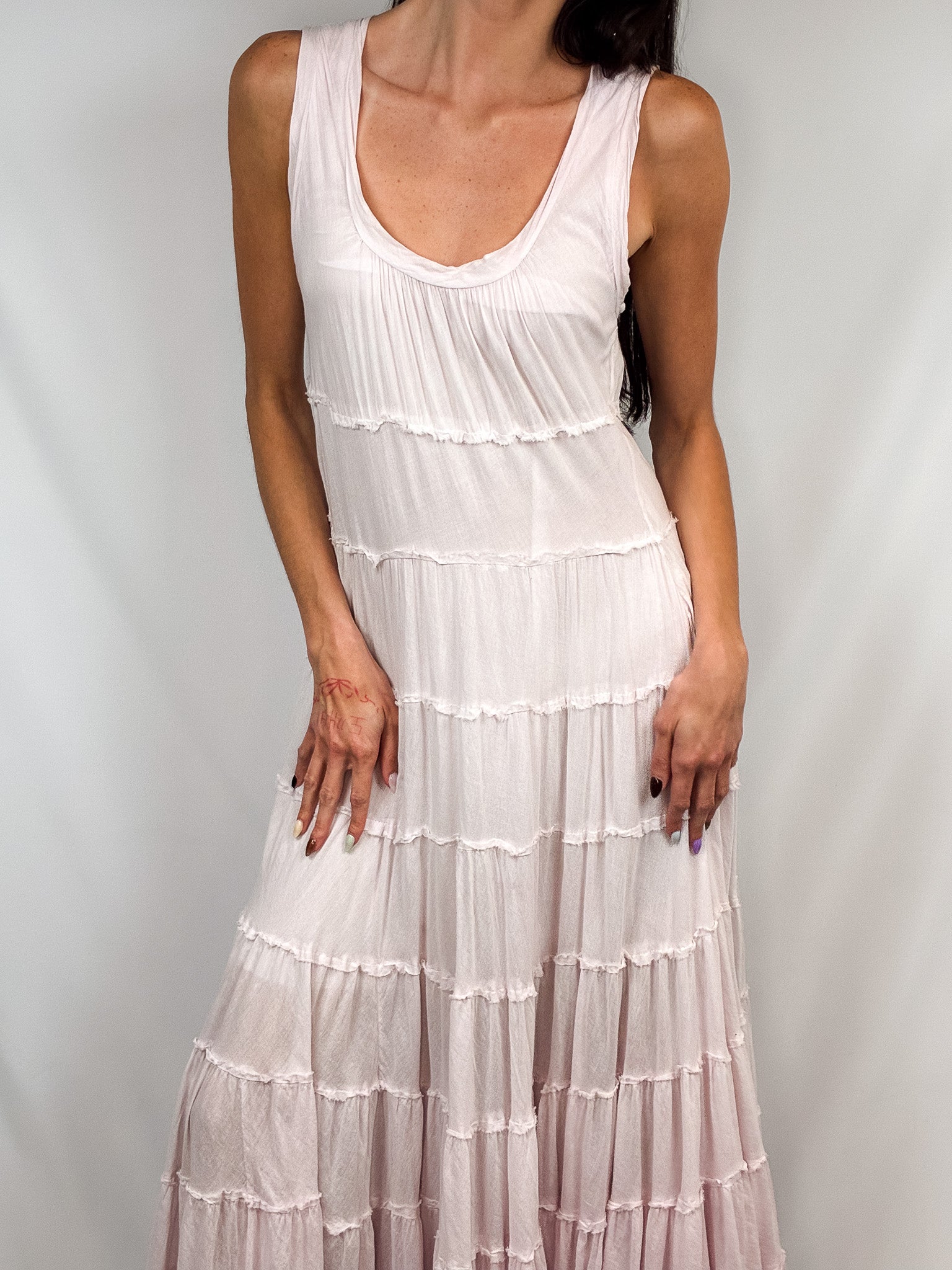 Patrizia Pepe 2000s Lavender Tiered Dip-Dye Maxi Dress - M