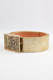 Just Cavalli Leather Snake Gold Skin Belt