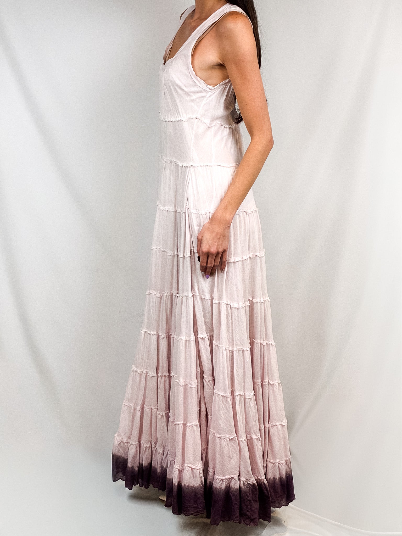 Patrizia Pepe 2000s Lavender Tiered Dip-Dye Maxi Dress - M