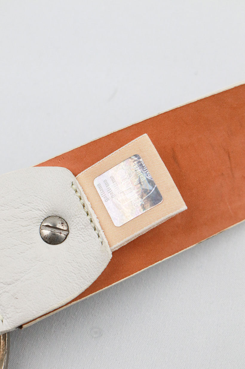 John Galliano 2000s White Leather “Propriété Exclusive Confidentiel” Belt