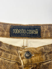 Roberto Cavalli 2000s Painterly Floral Print Shirt & Jean Set - Top M / Jeans W30