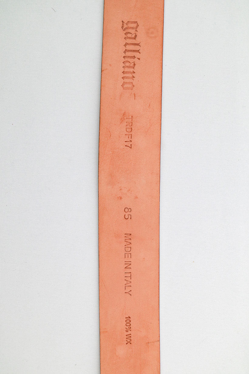 John Galliano 2000s Gold Medallion Leather Belt with Rhinestone Detailing