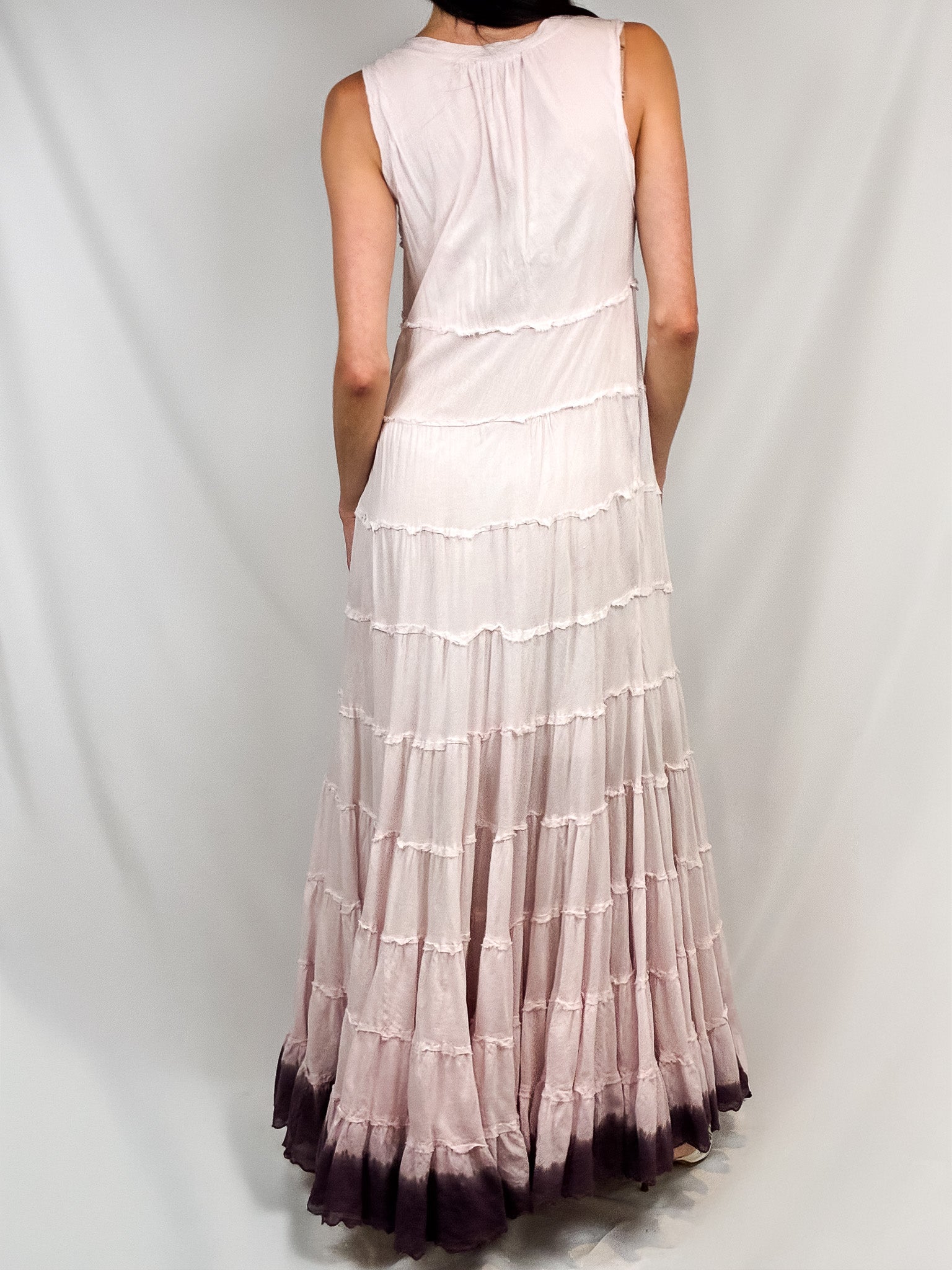 Patrizia Pepe 2000s Lavender Tiered Dip-Dye Maxi Dress - M