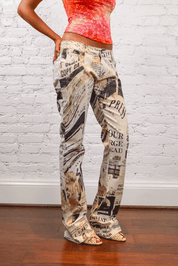 Just Cavalli White Newspaper Print Pants