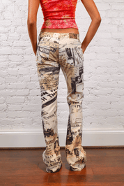 Just Cavalli White Newspaper Print Pants