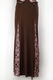 2000s Brown Halter Maxi Dress with Pink Lace Panels