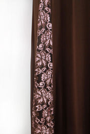 2000s Brown Halter Maxi Dress with Pink Lace Panels