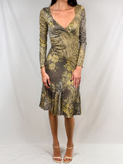 Class Roberto Cavalli 2000s Mixed Print Mesh Midi Dress - M