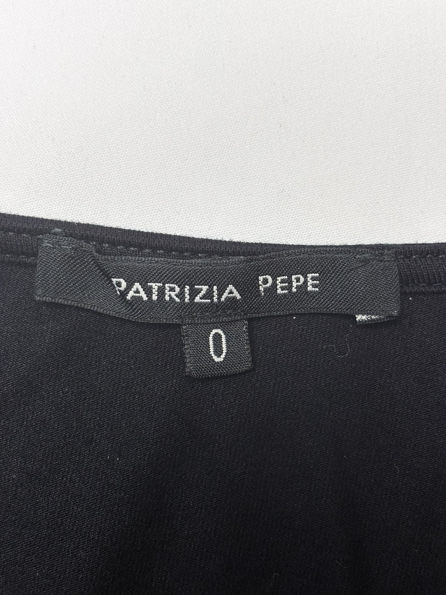 Patrizia Pepe 2000s Black Woven Chain Panel Tee - S