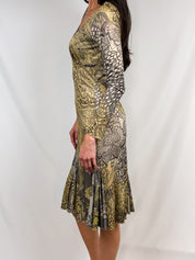 Class Roberto Cavalli 2000s Mixed Print Mesh Midi Dress - M