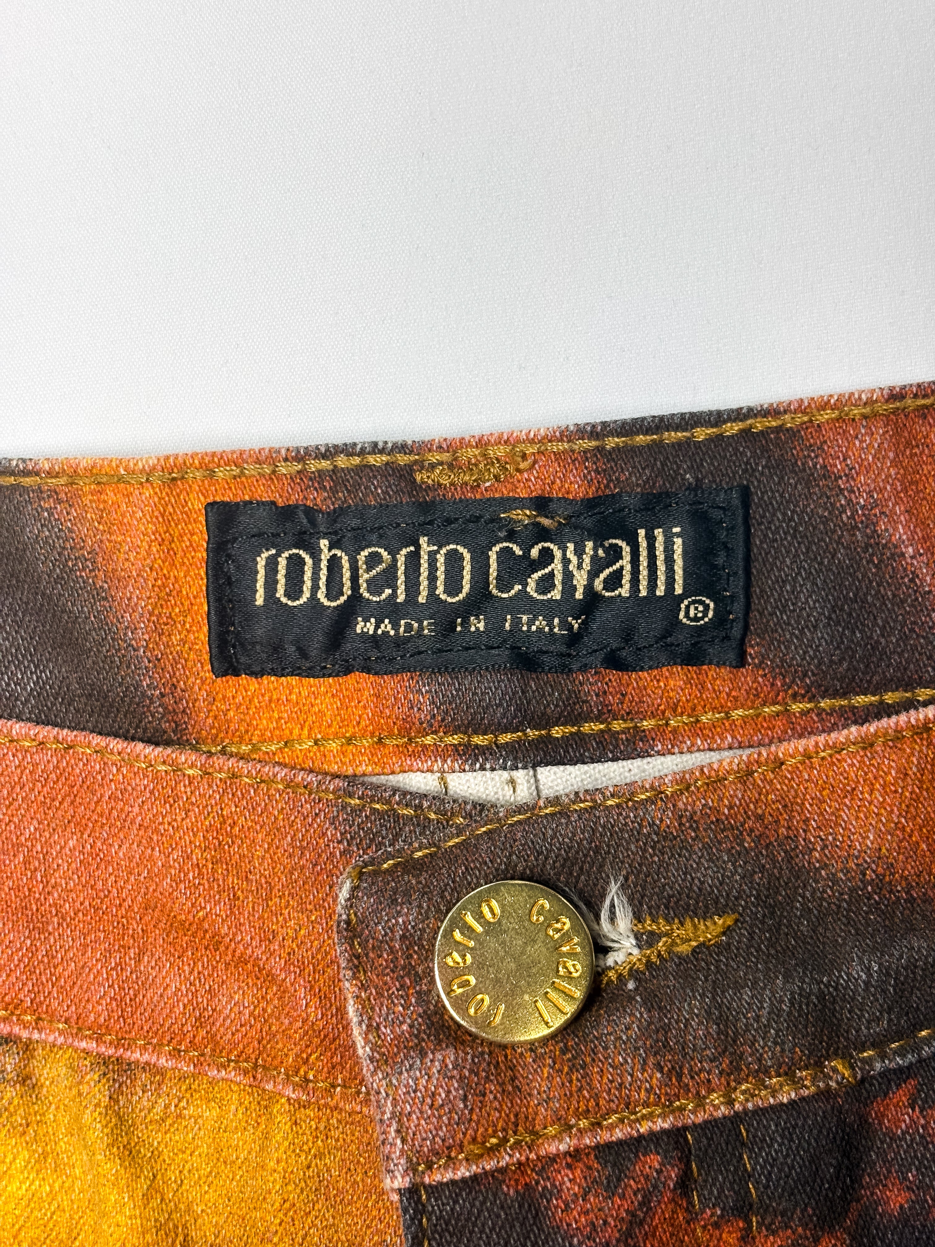 Roberto Cavalli FW 2000 Crystal Embellished Tiger Print Jeans - W28/29
