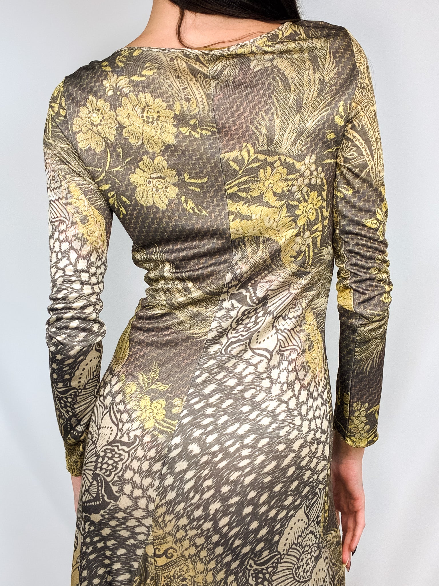 Class Roberto Cavalli 2000s Mixed Print Mesh Midi Dress - M