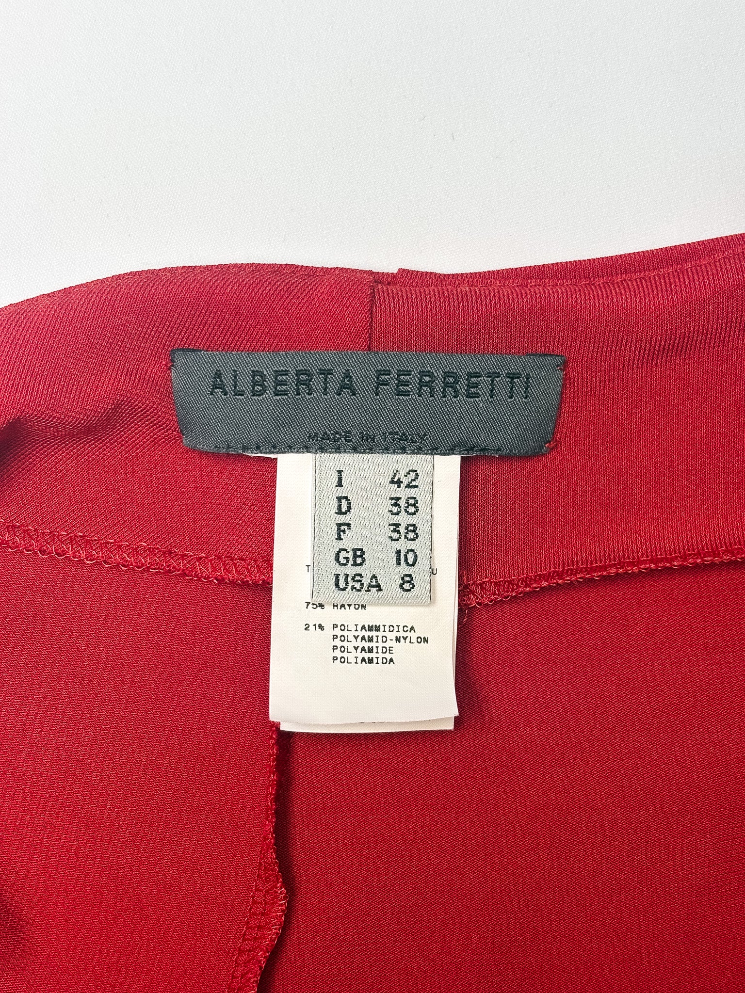 Alberta Ferretti 2000s Red Ruched Flared Skirt - M