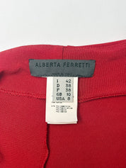 Alberta Ferretti 2000s Red Ruched Flared Skirt - M
