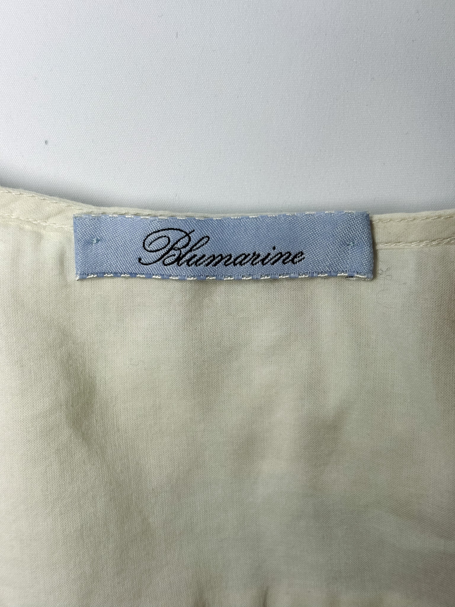Blumarine White Ruffled Crochet Blouse - S/M