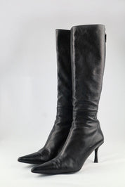 Gucci Black Leather Knee-High Heeled Boots - US 9.5