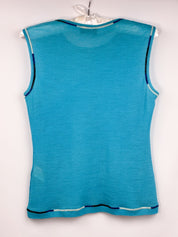 Missoni Sport 2000s Turquoise Contrast Stitch Wool Sleeveless Top - S/M
