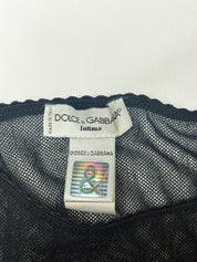 D&G Dolce & Gabbana Intimo 1990s Black Sheer Mesh Scallop Trim Tee - S/M