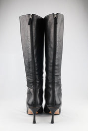 Gucci Black Leather Knee-High Heeled Boots - US 9.5
